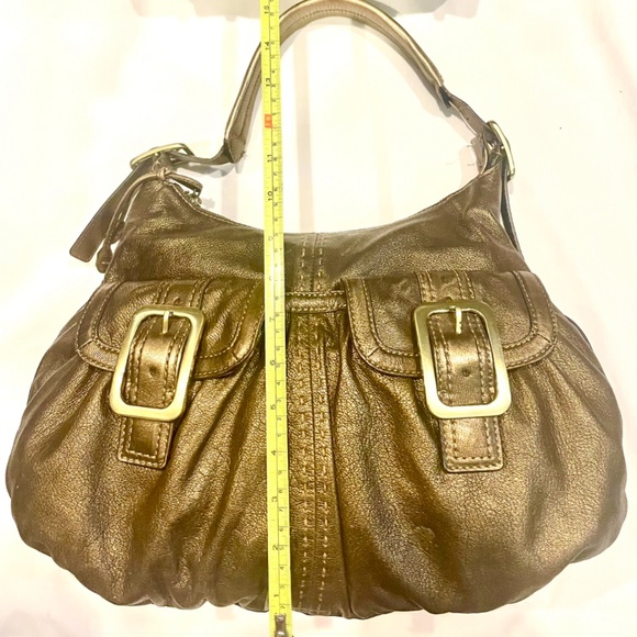 Cole Haan Metallic Golden Bronze Leather Hobo Shoulder Bag - Picture 6 of 7
